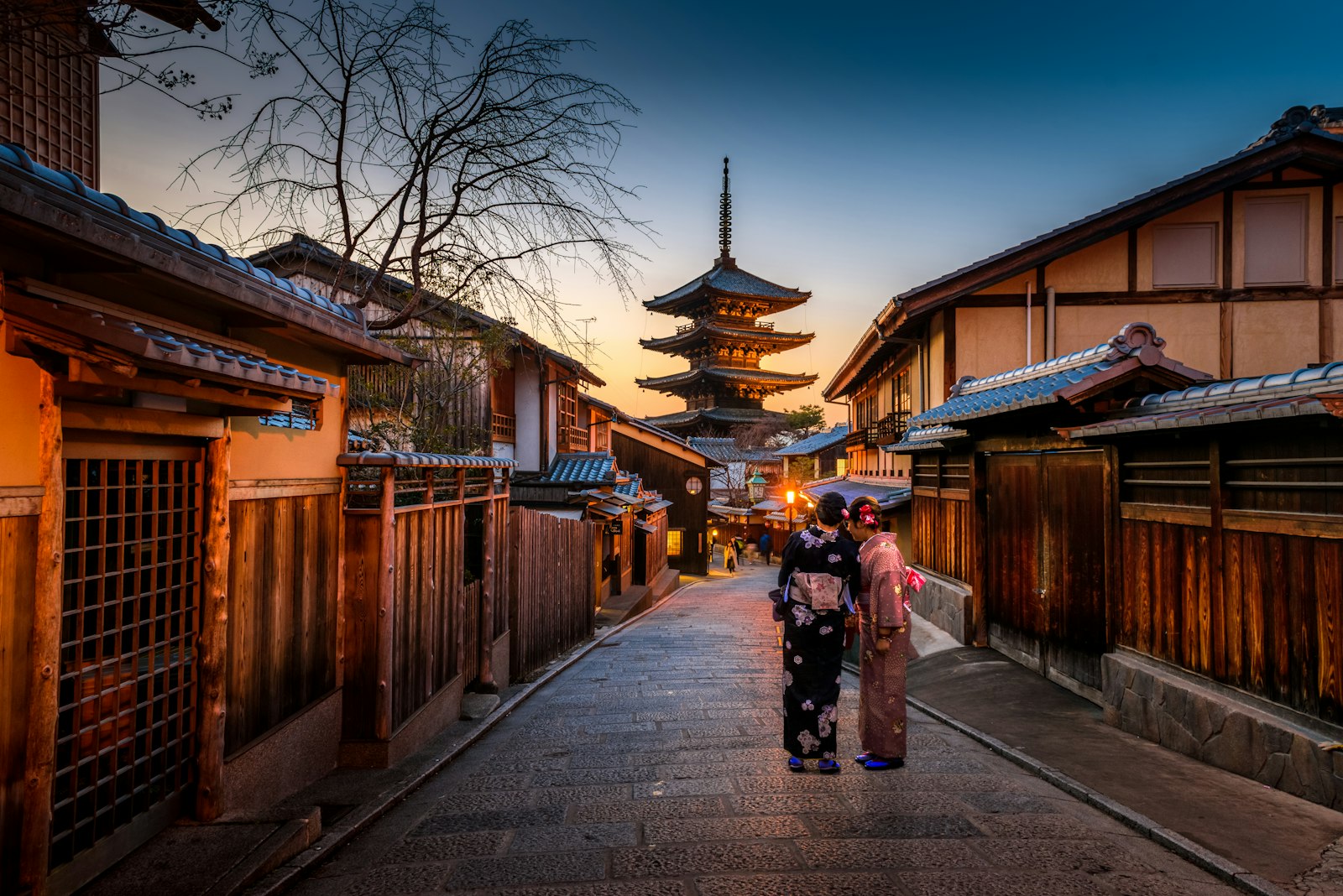 Lantern-lined evening path